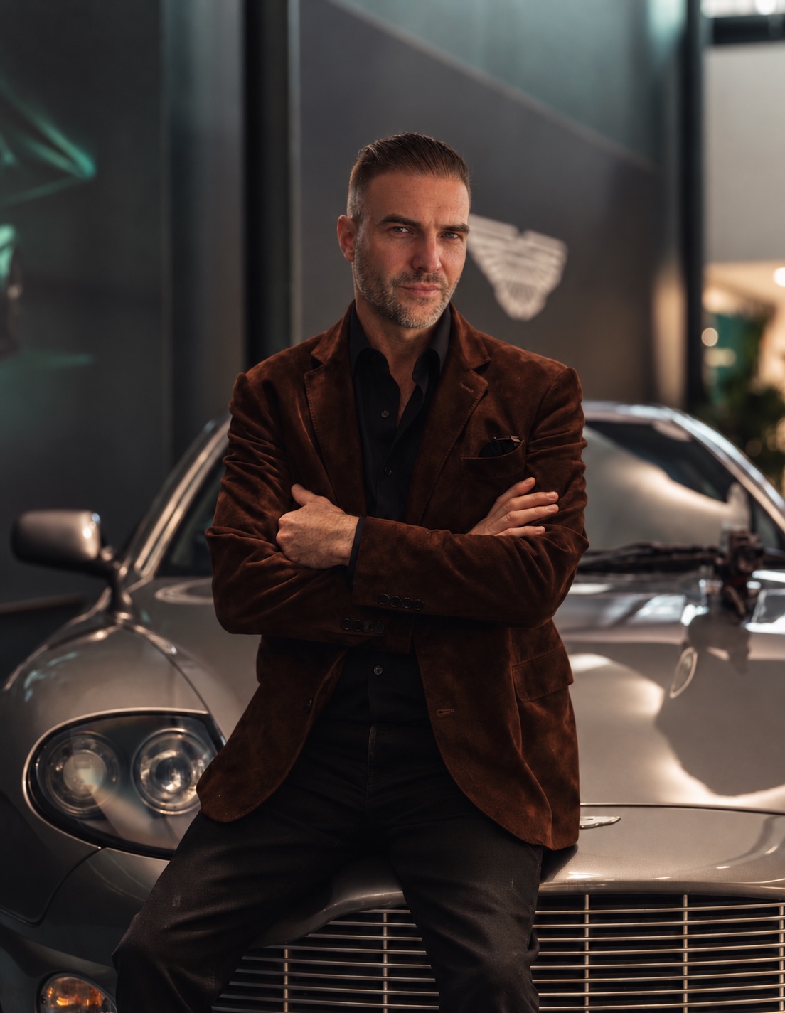 Mike Razr, founder of RAZR Wraps, in a brown jacket